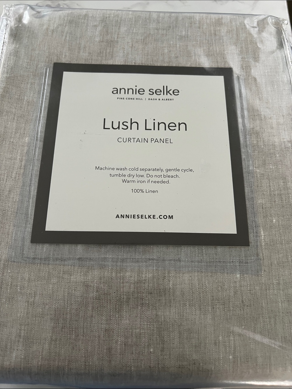 annie selke Lush Linen Curtain Panel - Light Gray